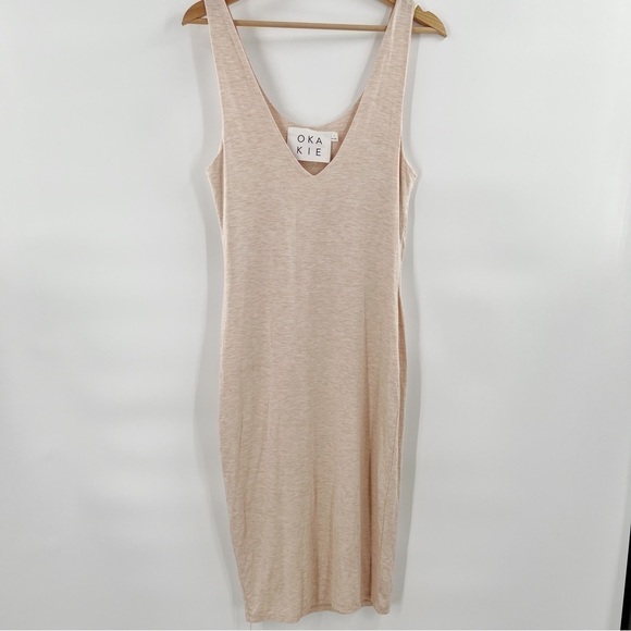 OKAKIE double layered v neck bodycon sleeveless dress - Picture 1 of 6
